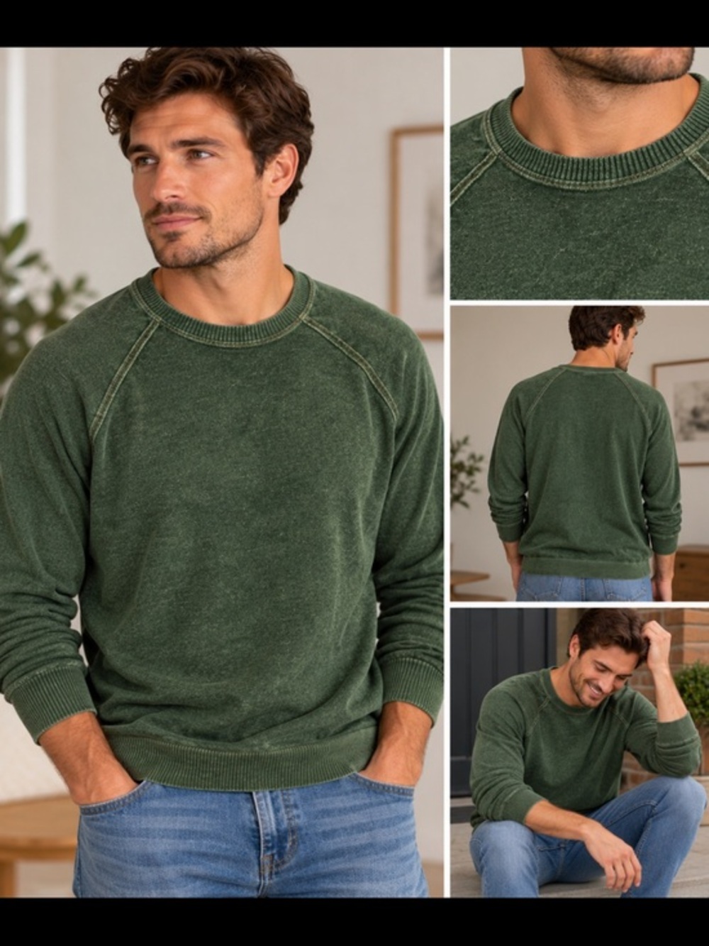 Banana Republic Men’s Green 100% Cotton Crewneck Sweater Size XL